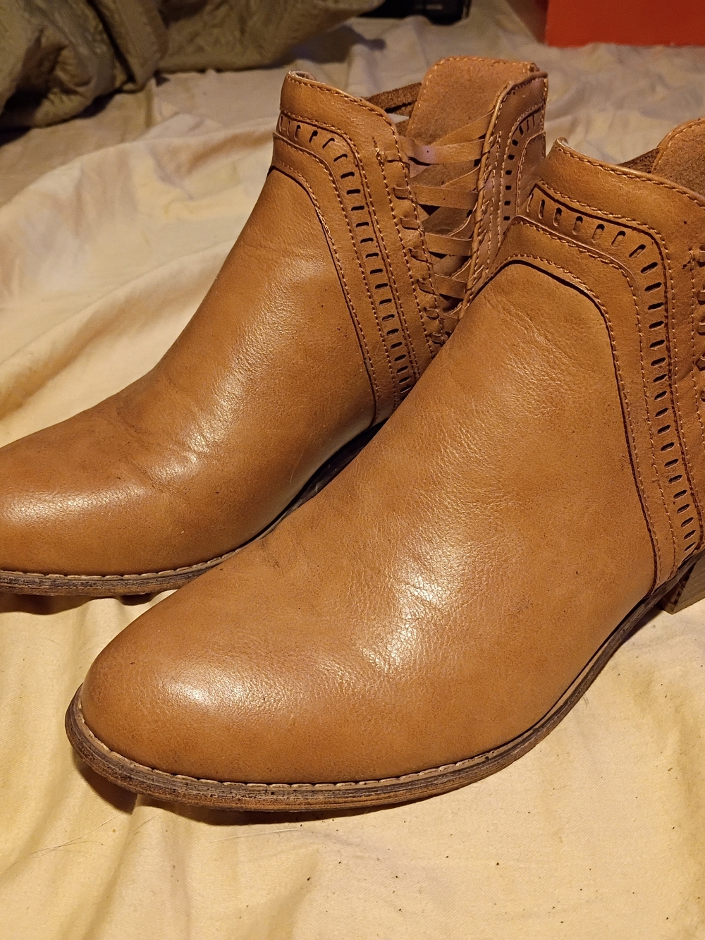 Corkys Tan Cutout Leather Ankle Booties - Picture 3 of 8